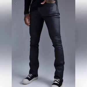 BoohooMAN Skinny Coated Flare Jeans